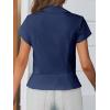 imageCicy Bell Womens Short Sleeve Button Down Shirts Pleated Slim Fit Summer Dressy Casual BlousesNavy