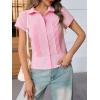 imageCicy Bell Womens Short Sleeve Button Down Shirts Pleated Slim Fit Summer Dressy Casual BlousesPink