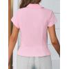 imageCicy Bell Womens Short Sleeve Button Down Shirts Pleated Slim Fit Summer Dressy Casual BlousesPink