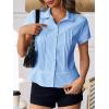 imageCicy Bell Womens Short Sleeve Button Down Shirts Pleated Slim Fit Summer Dressy Casual BlousesSky Blue