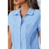 imageCicy Bell Womens Short Sleeve Button Down Shirts Pleated Slim Fit Summer Dressy Casual BlousesSky Blue