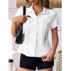imageCicy Bell Womens Short Sleeve Button Down Shirts Pleated Slim Fit Summer Dressy Casual BlousesWhite