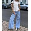 imageCicy Bell Womens Short Sleeve Button Down Shirts Pleated Slim Fit Summer Dressy Casual BlousesWhite
