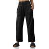 imageCicy Bell Womens Smocked Barrel Jeans Casual Trendy High Waisted Baggy Pull On Denim PantsBlack