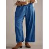 imageCicy Bell Womens Smocked Barrel Jeans Casual Trendy High Waisted Baggy Pull On Denim PantsBlue