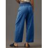 imageCicy Bell Womens Smocked Barrel Jeans Casual Trendy High Waisted Baggy Pull On Denim PantsBlue