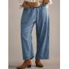 imageCicy Bell Womens Smocked Barrel Jeans Casual Trendy High Waisted Baggy Pull On Denim PantsLight Blue