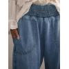 imageCicy Bell Womens Smocked Barrel Jeans Casual Trendy High Waisted Baggy Pull On Denim PantsLight Blue