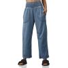imageCicy Bell Womens Smocked Barrel Jeans Casual Trendy High Waisted Baggy Pull On Denim PantsLight Blue