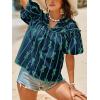 imageCicy Bell Womens Summer Babydoll Tops Short Lantern Sleeve Bow Print Blouse V Neck Pleated Casual Cute Tee ShirtsNavy Blue