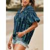 imageCicy Bell Womens Summer Babydoll Tops Short Lantern Sleeve Bow Print Blouse V Neck Pleated Casual Cute Tee ShirtsNavy Blue