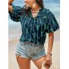 imageCicy Bell Womens Summer Babydoll Tops Short Lantern Sleeve Bow Print Blouse V Neck Pleated Casual Cute Tee ShirtsNavy Blue