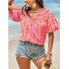imageCicy Bell Womens Summer Babydoll Tops Short Lantern Sleeve Bow Print Blouse V Neck Pleated Casual Cute Tee ShirtsPink