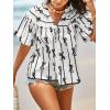 imageCicy Bell Womens Summer Babydoll Tops Short Lantern Sleeve Bow Print Blouse V Neck Pleated Casual Cute Tee ShirtsWhite