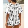 imageCicy Bell Womens Summer Babydoll Tops Short Lantern Sleeve Bow Print Blouse V Neck Pleated Casual Cute Tee ShirtsWhite