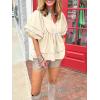 imageCicy Bell Womens Summer Babydoll Tops V Neck Short Lantern Sleeve Shirts Cute Loose Fit Peplum Flowy BlousesBeige