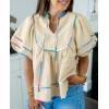 imageCicy Bell Womens Summer Babydoll Tops V Neck Short Lantern Sleeve Shirts Cute Loose Fit Peplum Flowy BlousesBeige