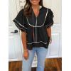imageCicy Bell Womens Summer Babydoll Tops V Neck Short Lantern Sleeve Shirts Cute Loose Fit Peplum Flowy BlousesBlack