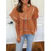 imageCicy Bell Womens Summer Babydoll Tops V Neck Short Lantern Sleeve Shirts Cute Loose Fit Peplum Flowy BlousesBrick Red