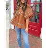imageCicy Bell Womens Summer Babydoll Tops V Neck Short Lantern Sleeve Shirts Cute Loose Fit Peplum Flowy BlousesBrick Red