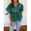 imageCicy Bell Womens Summer Babydoll Tops V Neck Short Lantern Sleeve Shirts Cute Loose Fit Peplum Flowy BlousesDark Green