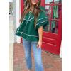 imageCicy Bell Womens Summer Babydoll Tops V Neck Short Lantern Sleeve Shirts Cute Loose Fit Peplum Flowy BlousesDark Green