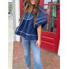 imageCicy Bell Womens Summer Babydoll Tops V Neck Short Lantern Sleeve Shirts Cute Loose Fit Peplum Flowy BlousesNavy Blue