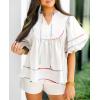 imageCicy Bell Womens Summer Babydoll Tops V Neck Short Lantern Sleeve Shirts Cute Loose Fit Peplum Flowy BlousesWhite