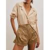 imageCicy Bell Womens Summer Flowy Jean Shorts Button Up High Waisted Wide Leg Denim Skort with PocketsBeige