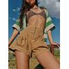 imageCicy Bell Womens Summer Flowy Jean Shorts Button Up High Waisted Wide Leg Denim Skort with PocketsBeige