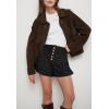 imageCicy Bell Womens Summer Flowy Jean Shorts Button Up High Waisted Wide Leg Denim Skort with PocketsBlack