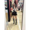 imageCicy Bell Womens Summer Flowy Jean Shorts Button Up High Waisted Wide Leg Denim Skort with PocketsBlack