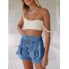 imageCicy Bell Womens Summer Flowy Jean Shorts Button Up High Waisted Wide Leg Denim Skort with PocketsBlue