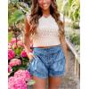 imageCicy Bell Womens Summer Flowy Jean Shorts Button Up High Waisted Wide Leg Denim Skort with PocketsLight Blue