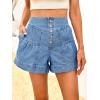 imageCicy Bell Womens Summer Flowy Jean Shorts Button Up High Waisted Wide Leg Denim Skort with PocketsLight Blue