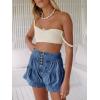 imageCicy Bell Womens Summer Flowy Jean Shorts Button Up High Waisted Wide Leg Denim Skort with PocketsNavy Blue
