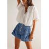 imageCicy Bell Womens Summer Flowy Jean Shorts Button Up High Waisted Wide Leg Denim Skort with PocketsNavy Blue