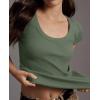 imageCicy Bell Womens Summer Scoop Neck T Shirts Cap Sleeve Ribbed Casual Tees Slim Fit Basic TopsArmy Green