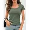 imageCicy Bell Womens Summer Scoop Neck T Shirts Cap Sleeve Ribbed Casual Tees Slim Fit Basic TopsArmy Green