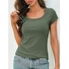 imageCicy Bell Womens Summer Scoop Neck T Shirts Cap Sleeve Ribbed Casual Tees Slim Fit Basic TopsArmy Green
