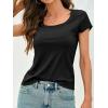 imageCicy Bell Womens Summer Scoop Neck T Shirts Cap Sleeve Ribbed Casual Tees Slim Fit Basic TopsBlack