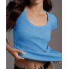 imageCicy Bell Womens Summer Scoop Neck T Shirts Cap Sleeve Ribbed Casual Tees Slim Fit Basic TopsBlue