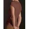 imageCicy Bell Womens Summer Scoop Neck T Shirts Cap Sleeve Ribbed Casual Tees Slim Fit Basic TopsBrown