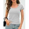 imageCicy Bell Womens Summer Scoop Neck T Shirts Cap Sleeve Ribbed Casual Tees Slim Fit Basic TopsGrey