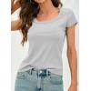 imageCicy Bell Womens Summer Scoop Neck T Shirts Cap Sleeve Ribbed Casual Tees Slim Fit Basic TopsGrey