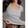 imageCicy Bell Womens Summer Scoop Neck T Shirts Cap Sleeve Ribbed Casual Tees Slim Fit Basic TopsGrey
