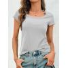 imageCicy Bell Womens Summer Scoop Neck T Shirts Cap Sleeve Ribbed Casual Tees Slim Fit Basic TopsGrey
