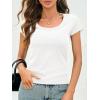 imageCicy Bell Womens Summer Scoop Neck T Shirts Cap Sleeve Ribbed Casual Tees Slim Fit Basic TopsWhite