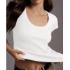 imageCicy Bell Womens Summer Scoop Neck T Shirts Cap Sleeve Ribbed Casual Tees Slim Fit Basic TopsWhite