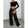 imageCicy Bell Womens Wide Leg Pleated Jeans Boyfriend Baggy Stretchy High Waisted Trendy Denim Pants with PocketsBlack
